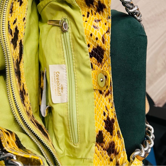 🔥 Vintar Cavalcanti Yellow Snakeskin Italian Leather Chain Tote - Picture 3 of 16